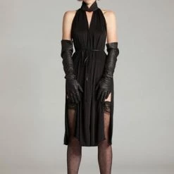 L'école Des Femmes NEW Bond Girl Backless Mandarin Dress (Black)