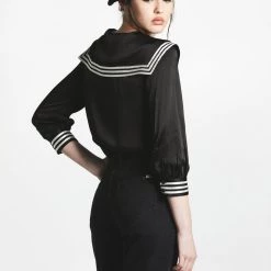 L'école Des Femmes Tops Silk Sailor Top (Black)