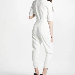 L'école Des Femmes Catwoman Crèpe Jumpsuit (White) Jumpsuits & Playsuits