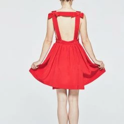 L'école Des Femmes Dresses Bow Back Silk Dress (Red)