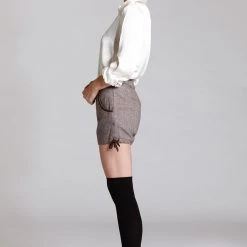 L'école Des Femmes Brown Wool Lederhosen Shorts
