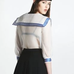 L'école Des Femmes Sailor Organza Blouse (White)