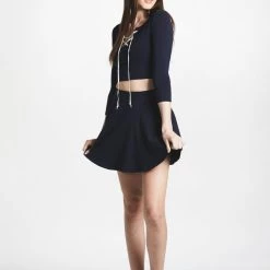 L'école Des Femmes Manara Lace-Up Two Piece (Navy) Skirts