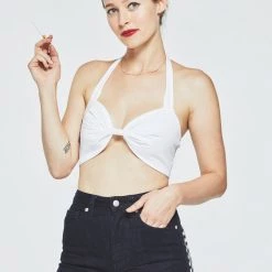 L'école Des Femmes Halter Cotton Top (White) Tops