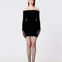 L'école Des Femmes Off Shoulder Mini Velvet Dress NEW 11 L'école Des Femmes Off Shoulder Mini Velvet Dress NEW