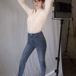 L'école Des Femmes Bestsellers High Waisted Sunblast Skinny Jeans (Light & Medium Wash)