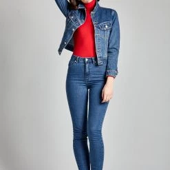 L'école Des Femmes High Waisted Skinny Jeans (Medium And Dark Wash)