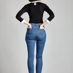 L'école Des Femmes High Waisted Skinny Jeans (Medium And Dark Wash)