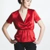 L'école Des Femmes Red Parisienne Silk Blouse