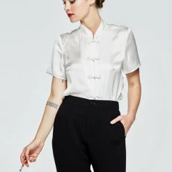 L'école Des Femmes Tops Mandarin Silk Blouse