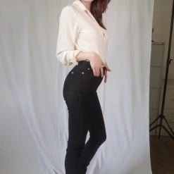 L'école Des Femmes Denim High Waisted Skinny Jeans (Black)