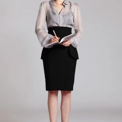 L'école Des Femmes Sheer Silk Secretary Blouse Tops