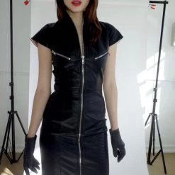 L'école Des Femmes Vegan Leather Moto Dress Dresses
