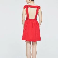 L'école Des Femmes Dresses Bow Back Silk Dress (Red)