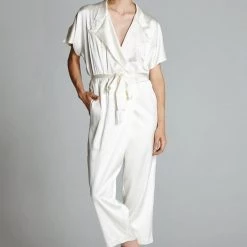 L'école Des Femmes Jumpsuits & Playsuits Silk Kimono Suit (White)