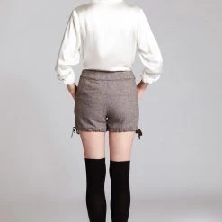 L'école Des Femmes Brown Wool Lederhosen Shorts