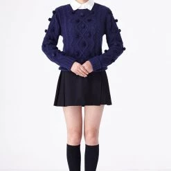 L'école Des Femmes Pom Pom Cable Sweater Knitwear & Sweatshirts