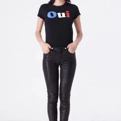 L'école Des Femmes T-shirts Oui Tricolor Loose Fit Tee (Black)