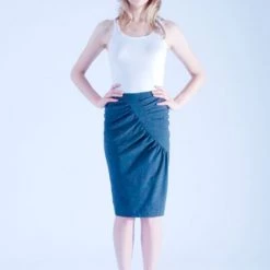 L'école Des Femmes Grey Wool Pencil Stretch Skirt Skirts
