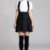 L'école Des Femmes Pleated Suspender Skirt (Navy Or Black) Skirts