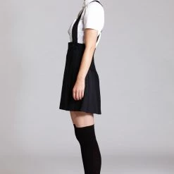 L'école Des Femmes Pleated Suspender Skirt (Navy Or Black) Skirts