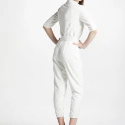 L'école Des Femmes Catwoman Crèpe Jumpsuit (White) Jumpsuits & Playsuits