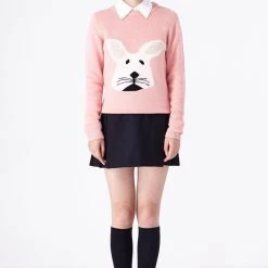 L'école Des Femmes Knitwear & Sweatshirts Pink Bunny Sweater