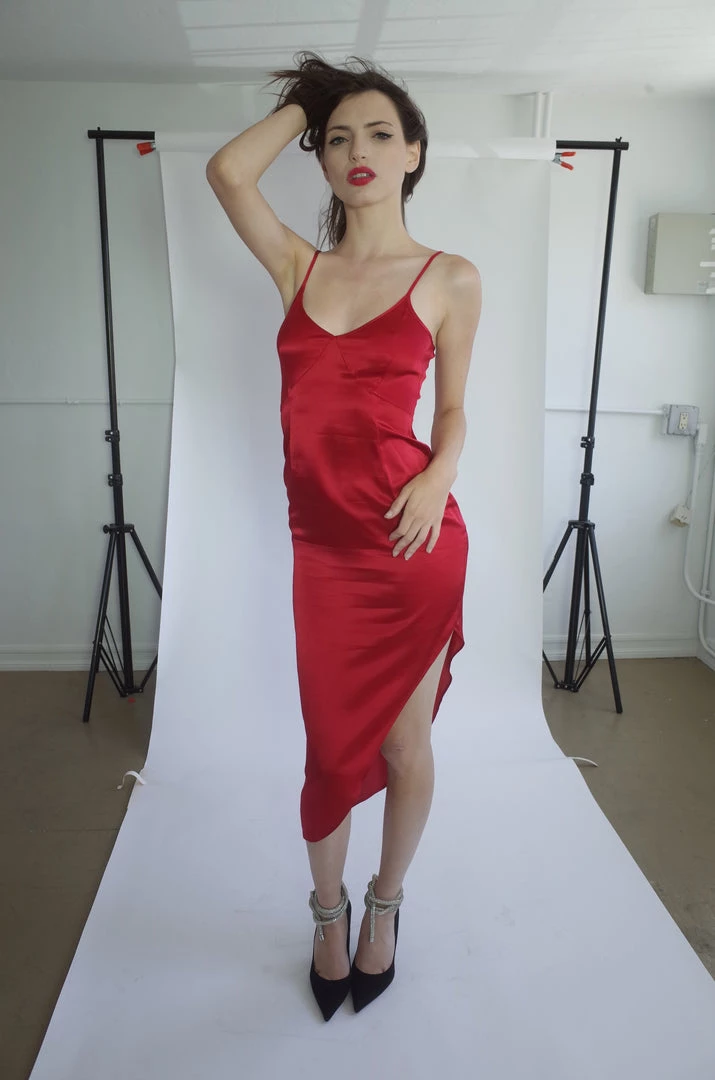 L'école Des Femmes Dresses Red Silk Gown 6 L'école Des Femmes Dresses Red Silk Gown