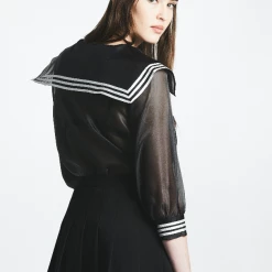 L'école Des Femmes Bestsellers Sailor Organza Blouse (Black)