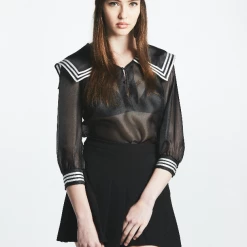 L'école Des Femmes Bestsellers Sailor Organza Blouse (Black)