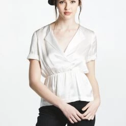 L'école Des Femmes White Parisienne Silk Blouse