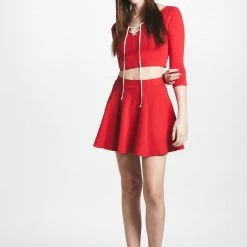 L'école Des Femmes Manara Lace-Up Two Piece (Red)