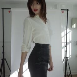 L'école Des Femmes Vegan Leather Mini Skirt