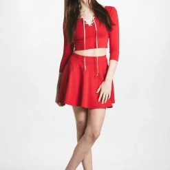 L'école Des Femmes Manara Lace-Up Two Piece (Red)