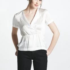 L'école Des Femmes White Parisienne Silk Blouse