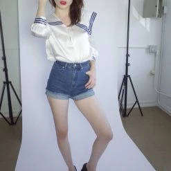 L'école Des Femmes Denim High Waisted Shorts