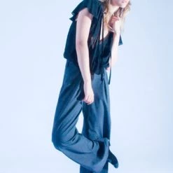 L'école Des Femmes Low Rise Wide Leg Wool Slacks