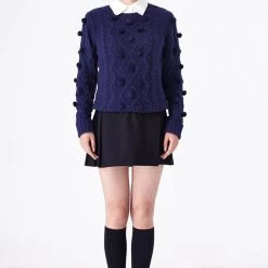 L'école Des Femmes Pom Pom Cable Sweater Knitwear & Sweatshirts