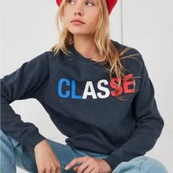 L'école Des Femmes Heather Classe Sweater (Navy) Knitwear & Sweatshirts