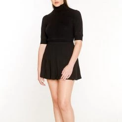 L'école Des Femmes NEW Black Crèpe Pleated Skirt