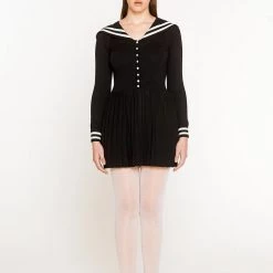 L'école Des Femmes Sailor Pleated Knit Dress
