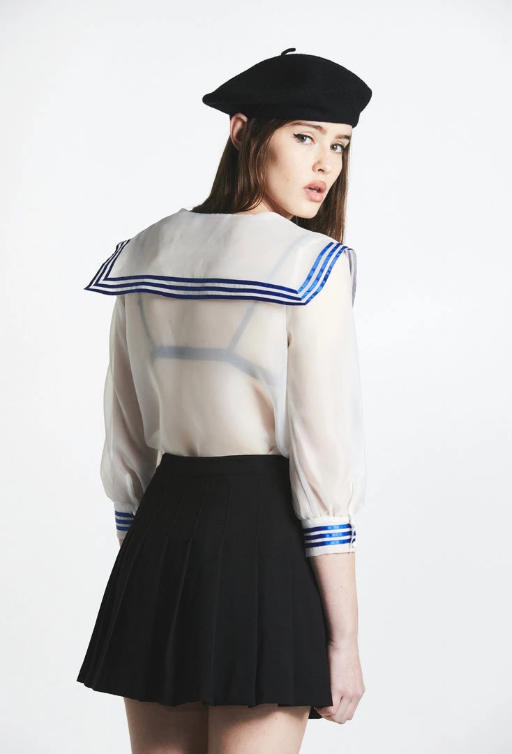 L'école Des Femmes NEW Black Crèpe Pleated Skirt 6 L'école Des Femmes NEW Black Crèpe Pleated Skirt