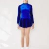 L'école Des Femmes NEW Blue Velvet Figure Skating Dress