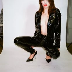 L'école Des Femmes Vinyl Moto Jacket Coats & Jackets