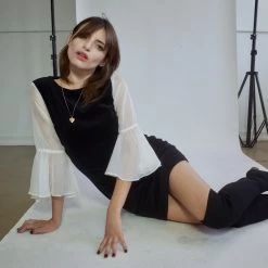 L'école Des Femmes Dresses Velvet Angel Dress (Black)