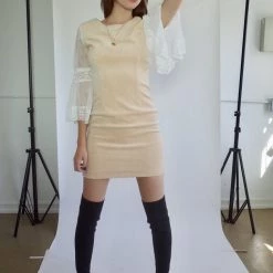 L'école Des Femmes Dresses Velvet Angel Dress (Champagne)