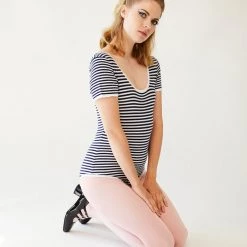 L'école Des Femmes NEW Stripe Knit Bodysuit