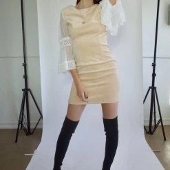 L'école Des Femmes Dresses Velvet Angel Dress (Champagne)