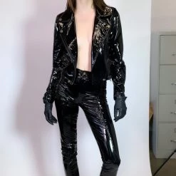 L'école Des Femmes Vinyl Moto Jacket Coats & Jackets