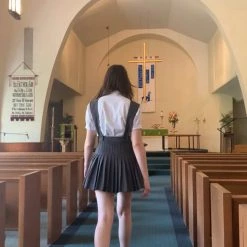 L'école Des Femmes NEW Grey Pleated Pinafore